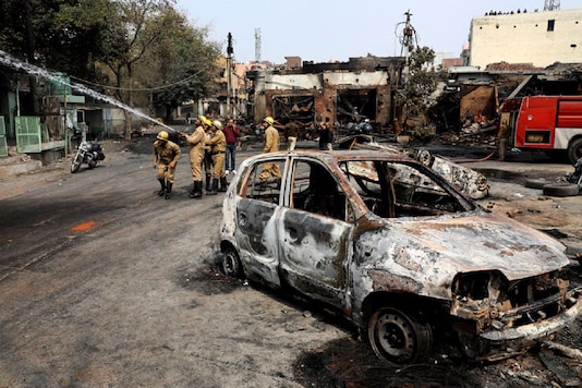 File photo of a car burnt during the riots in Northeast Delhi in February this year. 