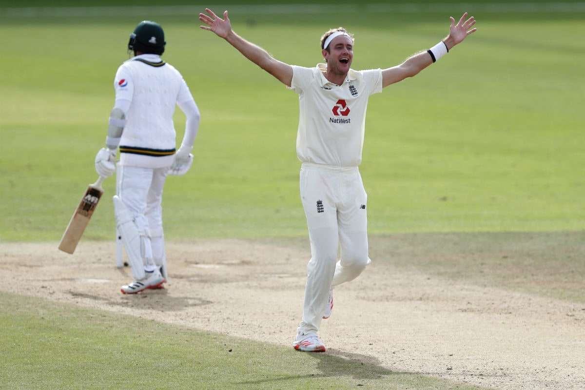 Stuart Broad celebrates the fall of a wicket. (Image: AP)