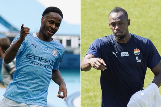 Raheem Sterling (L) took a Covid-19 test after attending Usain Bolt's birthday party. (Photo Credit: Reuters)