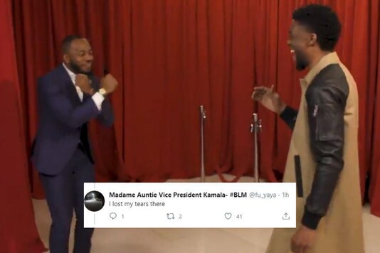 In the video, fans were surprised by Chadwick's appearance as they spoke to his poster and thanked him for Black Panther.