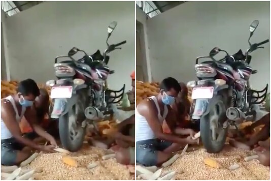 Anand Mahindra was impressed by a video of men using a bike to separate corn from cob | Image credit: Twitter