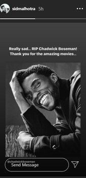 Sidharth Malhotra on Chadwick Boseman's death