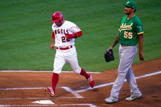 Trout homers twice, helps Angels rally to 10-9 win over A's