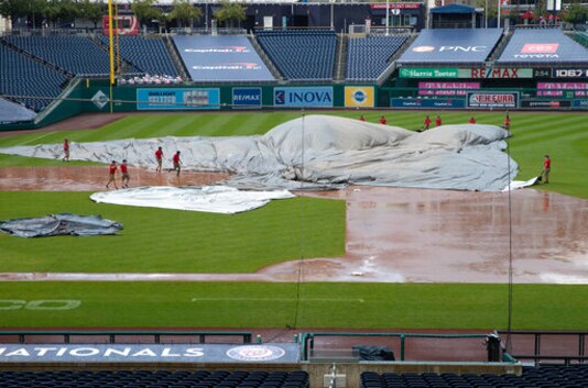 Strasburg hit hard in debut; O's-Nats suspended after rain