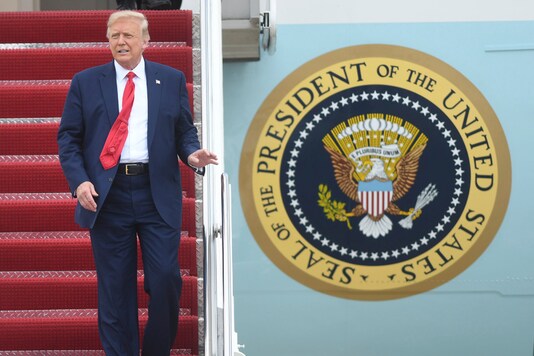 President Donald Trump exits Air Force One at the Wilmington International Airport in Wilmington, North Carolina, on September 2, 2020. (Matt Born/The Star-News via AP)