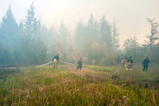 Uncontrolled forest fires across eastern Russia have sent more than half a billion tonnes of CO2 spiralling into the atmosphere since January, a record. Credit: AFP