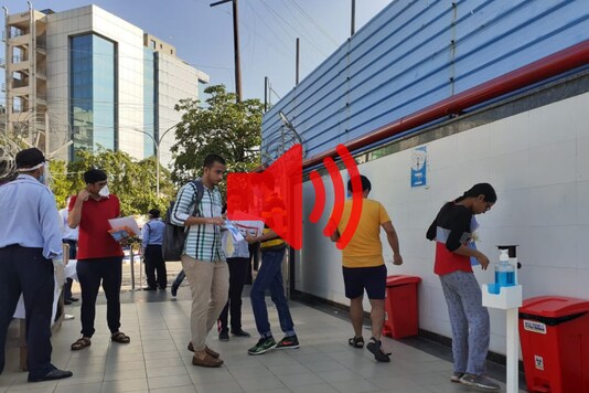 Students outside a JEE centre on September 1. (News18)