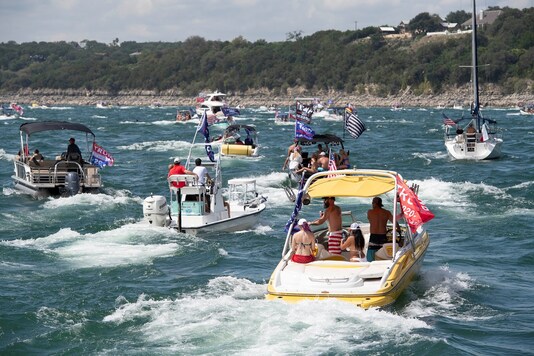 Boats take part in a parade of supporters of U.S. President Donald Trump on Lake Travis near Lakeway, Texas, U.S. September 5, 2020.  Bob Daemmrich via REUTERS