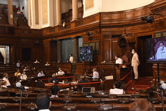 Vice-President M Venkaiah Naidu presides over the rehearsal in Rajya Sabha on Wednesday.