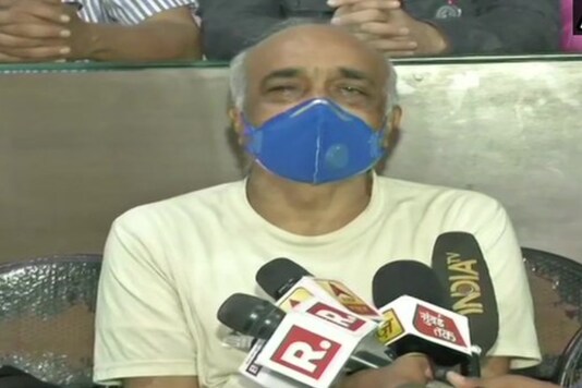 Madan Sharma addressing media