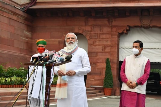 Prime Minister Narendra Modi addresses before the monsoon session of Parliament. 