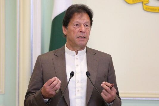 Pakistan's Prime Minister Imran Khan speaks during a joint news conferencee. 