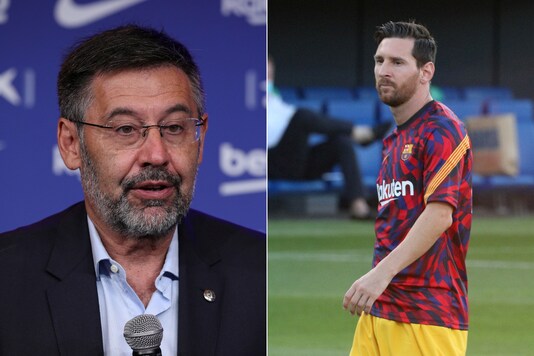 Josep Maria Bartomeu (L) and Lionel Messi (Photo Credit: Reuters)