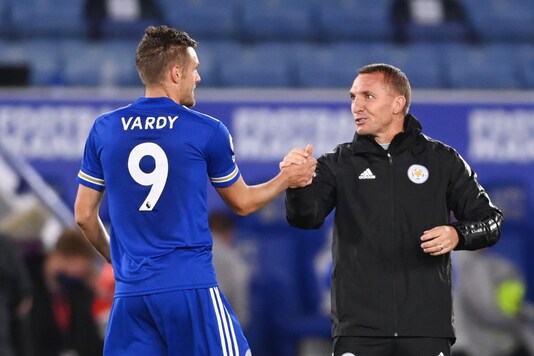 Brendan Rodgers (R) and Jamie Vardy (Photo Credit: Reuters)
