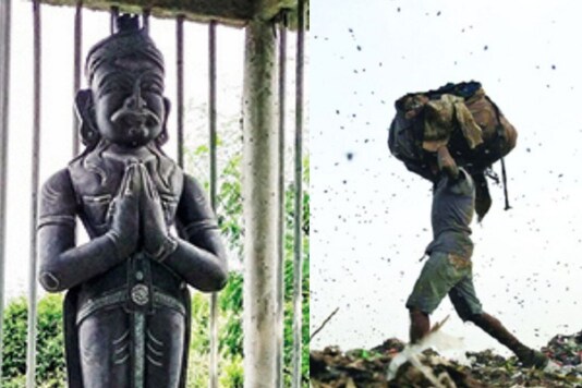 The statue (left), representative image (right).
(Credit: Twitter)