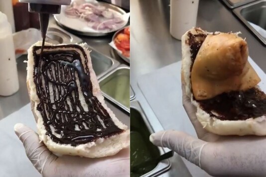 Video grab of Pav with Chocolate Samosa. 
(Credit: Instagram/ @foodie_on_enfield)
