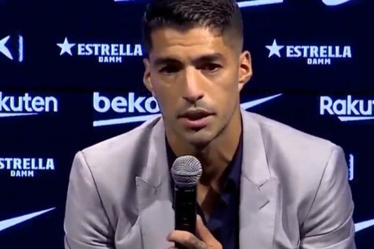 Luis Suarez at his Barcelona farewell (Photo Credit: Twitter)