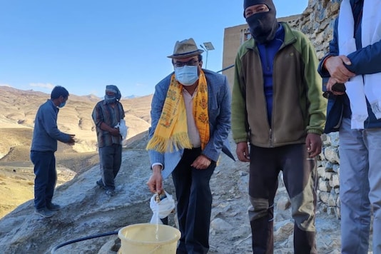 In Tashigang, villagers have to either melt snow to drink or fetch water using mules, has got its first tap connection under Jal Jeevan Mission, Union Minister Gajendra Singh Shekhawat. (Image: Twitter) In Tashigang, villagers have to either melt snow to drink or fetch water using mules, has got its first tap connection under Jal Jeevan Mission, Union Minister Gajendra Singh Shekhawat. (Image: Twitter)