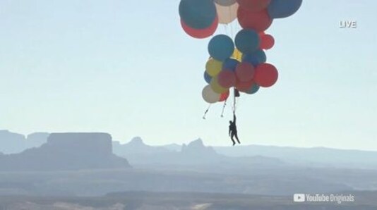 Daredevil David Blaine Floats High Above Arizona Desert On Balloons