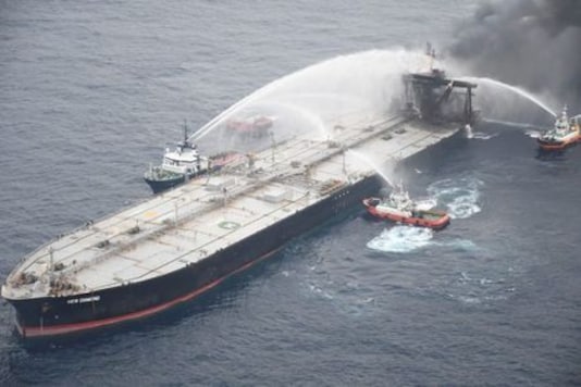 Sri Lankan Navy Tows Fire-stricken Tanker To Sea As Wind Strengthens