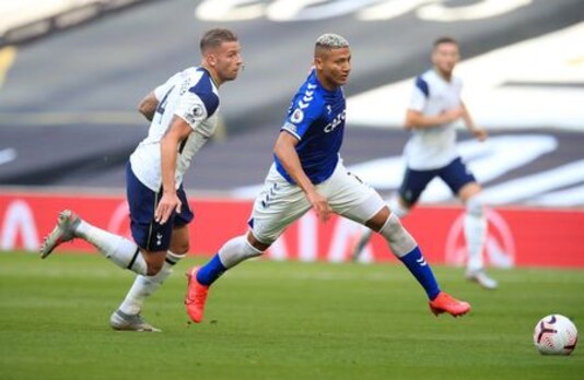 SOCCER-ENGLAND-TOT-EVE-REPORT:Everton break Tottenham jinx as Calvert-Lewin heads winner