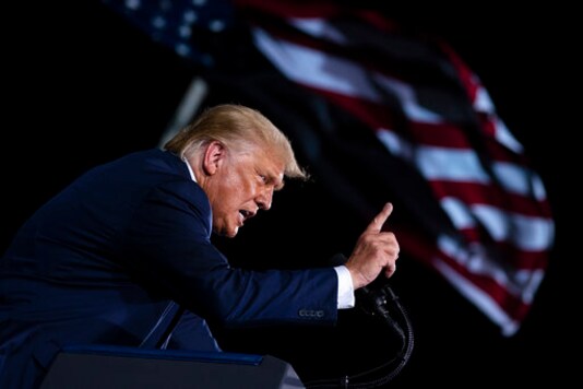 President Donald Trump speaks during a campaign rally at Cecil Airport, Thursday, Sept. 24, 2020, in Jacksonville, Fla. (AP Photo/Evan Vucci) President Donald Trump speaks during a campaign rally at Cecil Airport, Thursday, Sept. 24, 2020, in Jacksonville, Fla. (AP Photo/Evan Vucci)
