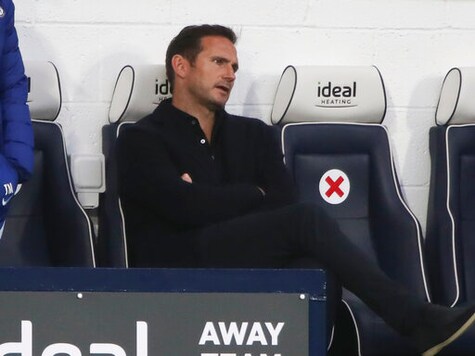 Chelsea's English head coach Frank Lampard reacts during the English Premier League soccer match between West Bromwich Albion and Chelsea at the Hawthorns in West Bromwich, England, Sunday, Sept. 26, 2020. (Nick Potts/Pool via AP)