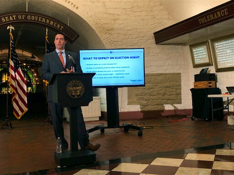 Ohio Secretary of State Frank LaRose briefs reporters on election preparations at the Ohio Statehouse in Columbus, Ohio, on Tuesday, Sept. 8, 2020. (AP Photo/Julie Carr Smyth) Ohio Secretary of State Frank LaRose briefs reporters on election preparations at the Ohio Statehouse in Columbus, Ohio, on Tuesday, Sept. 8, 2020. (AP Photo/Julie Carr Smyth)