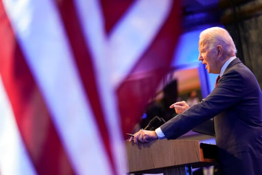 Democratic presidential candidate former Vice President Joe Biden gives a speech on the Supreme Court at The Queen Theater, Sunday, Sept. 27, 2020, in Wilmington, Del. (AP Photo/Andrew Harnik) Democratic presidential candidate former Vice President Joe Biden gives a speech on the Supreme Court at The Queen Theater, Sunday, Sept. 27, 2020, in Wilmington, Del. (AP Photo/Andrew Harnik)