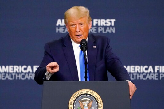 President Donald Trump delivers remarks on healthcare at Charlotte Douglas International Airport, Thursday, Sept. 24, 2020, in Charlotte, N.C. (AP Photo/Chris Carlson) President Donald Trump delivers remarks on healthcare at Charlotte Douglas International Airport, Thursday, Sept. 24, 2020, in Charlotte, N.C. (AP Photo/Chris Carlson)