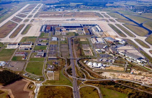 File--- File picture taken Sept. 15, 2020 shows aerial view of the future airport Berlin Brandenburg File--- File picture taken Sept. 15, 2020 shows aerial view of the future airport Berlin Brandenburg