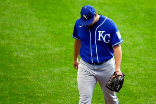 Kansas City Royals' Brad Keller walks to the dugout after being removed from the game during the sixth inning of a baseball game against the Milwaukee Brewers Sunday, Sept. 20, 2020, in Milwaukee. (AP Photo/Aaron Gash) Kansas City Royals' Brad Keller walks to the dugout after being removed from the game during the sixth inning of a baseball game against the Milwaukee Brewers Sunday, Sept. 20, 2020, in Milwaukee. (AP Photo/Aaron Gash)