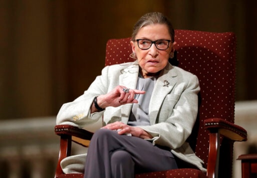 FILE - In this Feb. 6, 2017 file photo, Supreme Court Justice Ruth Bader Ginsburg speaks at Stanford University in Stanford, Calif. The Supreme Court says Ginsburg has died of metastatic pancreatic cancer at age 87. (AP Photo/Marcio Jose Sanchez, File)
