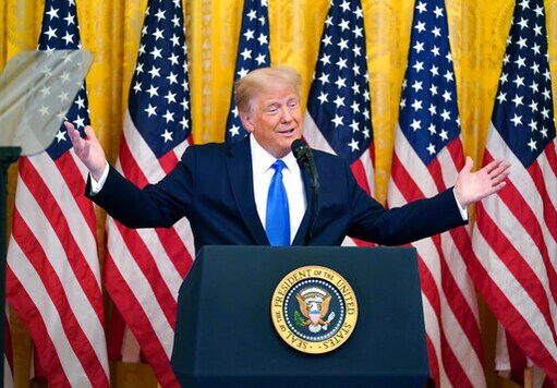 President Donald Trump speaks during an event to honor Bay of Pigs veterans, in the East Room of the White House, Wednesday, Sept. 23, 2020, in Washington. (AP Photo/Evan Vucci) President Donald Trump speaks during an event to honor Bay of Pigs veterans, in the East Room of the White House, Wednesday, Sept. 23, 2020, in Washington. (AP Photo/Evan Vucci)