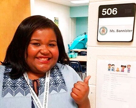 This undated photo provided by the Richland School District 2 in South Carolina shows teacher Demetria Demi Bannister. Bannister died three days after being diagnosed with COVID-19, her school district said in a news release Wednesday, Sept. 9, 2020. She taught third grade in Columbia, S.C. (Courtesy of Richland School District 2 via AP)