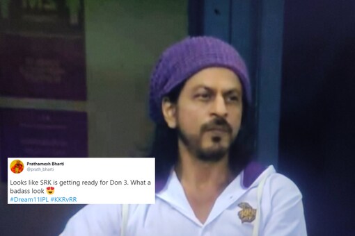 Shah Rukh Khan watching Kolkata Knight Riders vs Rajasthan Royals IPL clash / Twitter screengrab.