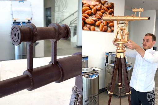 Video grab of chocolate telescope in-making.
(Credit: Facebook/ @Amaury Guichon)
 