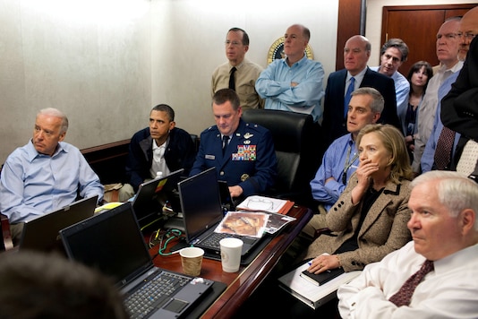 US President Barack Obama and Vice President Joe Biden, along with members of the national security team, receive an update on the mission against Osama bin Laden in the Situation Room of the White House, on May 1, 2011. (White House/Pete Souza/Handout via Reuters) US President Barack Obama and Vice President Joe Biden, along with members of the national security team, receive an update on the mission against Osama bin Laden in the Situation Room of the White House, on May 1, 2011. (White House/Pete Souza/Handout via Reuters)