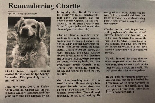 In the obituary, Hammett wrote about all the things that Charlie loved. 