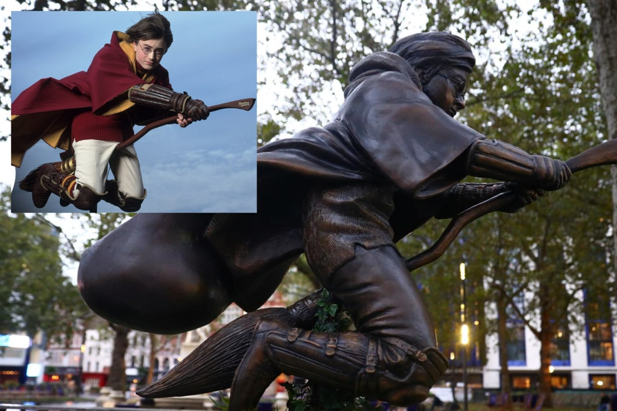 Bronze Statue of Harry Potter Playing 