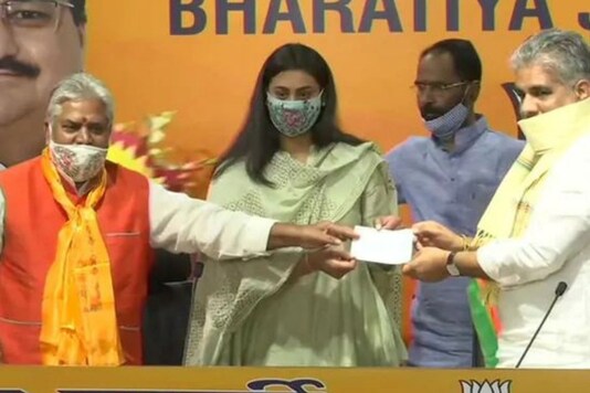 She joined the BJP at the party headquarters in Delhi in the presence of its general secretaries Bhupender Yadav, who is in charge of its Bihar affairs, and Arun Singh. (Image: ANI)