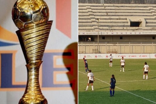 I-League trophy (L) and an image from IWL 2019-20 (Photo Credit: PTI and News18)
