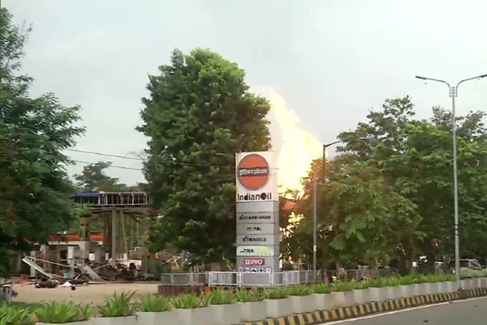 Fire breaks out at a petrol pump near Raj Bhawan in Bhubaneswar. (Image: ANI) Fire breaks out at a petrol pump near Raj Bhawan in Bhubaneswar. (Image: ANI)