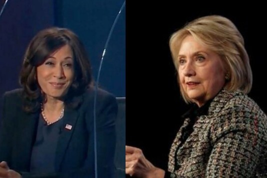 File photos of Kamala Harris and Hillary Clinton