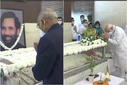 President Ram Nath Kovind and Prime Minister Narendra Modi paid tributes to Union minister and LJP leader Ram Vilas Paswan at his residence in New Delhi on Friday.