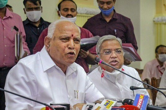 Karnataka CM Yediyurappa at a press conference.  (PTI file photo)