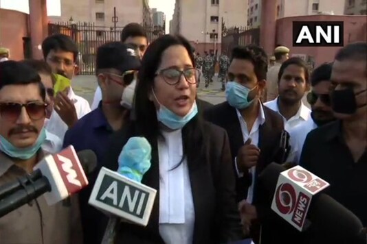 The victim's family lawyer Seema Kushwaha speaks to reporters outside the Allahabad High Court. (Twitter/ANI)