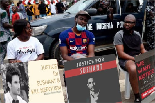Fake image of Nigerians holding 'Justice for Sushant Singh Rajput' placards Fake image of Nigerians holding 'Justice for Sushant Singh Rajput' placards