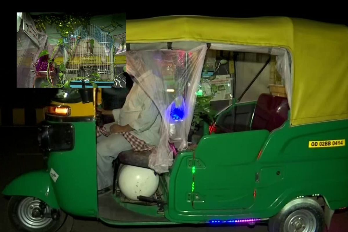 Odisha Man Turns His Auto-rickshaw into a Memory of His Village with Grass, Birds and Fish