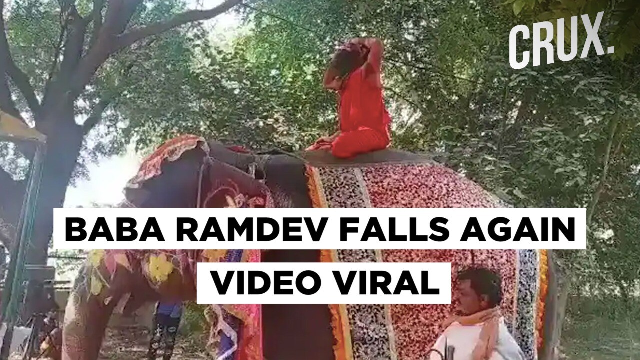 Baba Ramdev Falls Off An Elephant While Performing Yoga, Twitter Goes Into A Frenzy